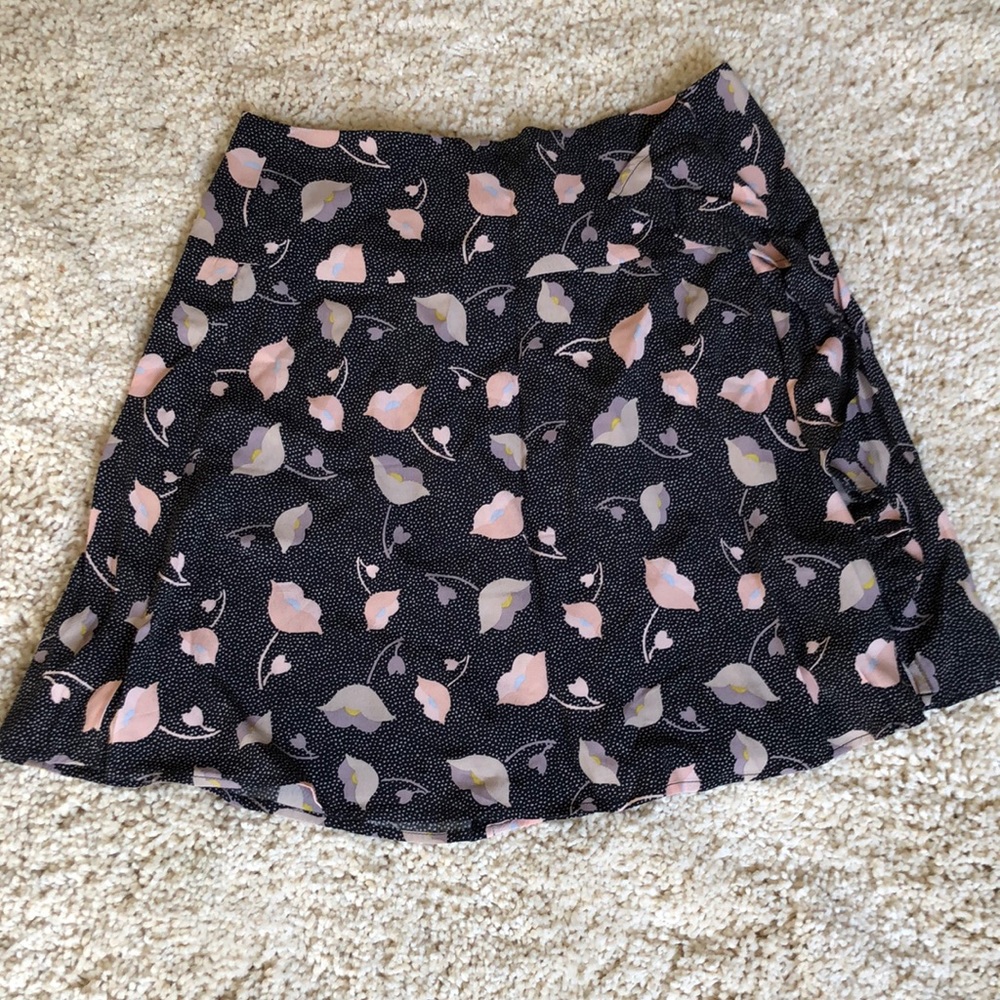 LOFT black floral skirt NWT